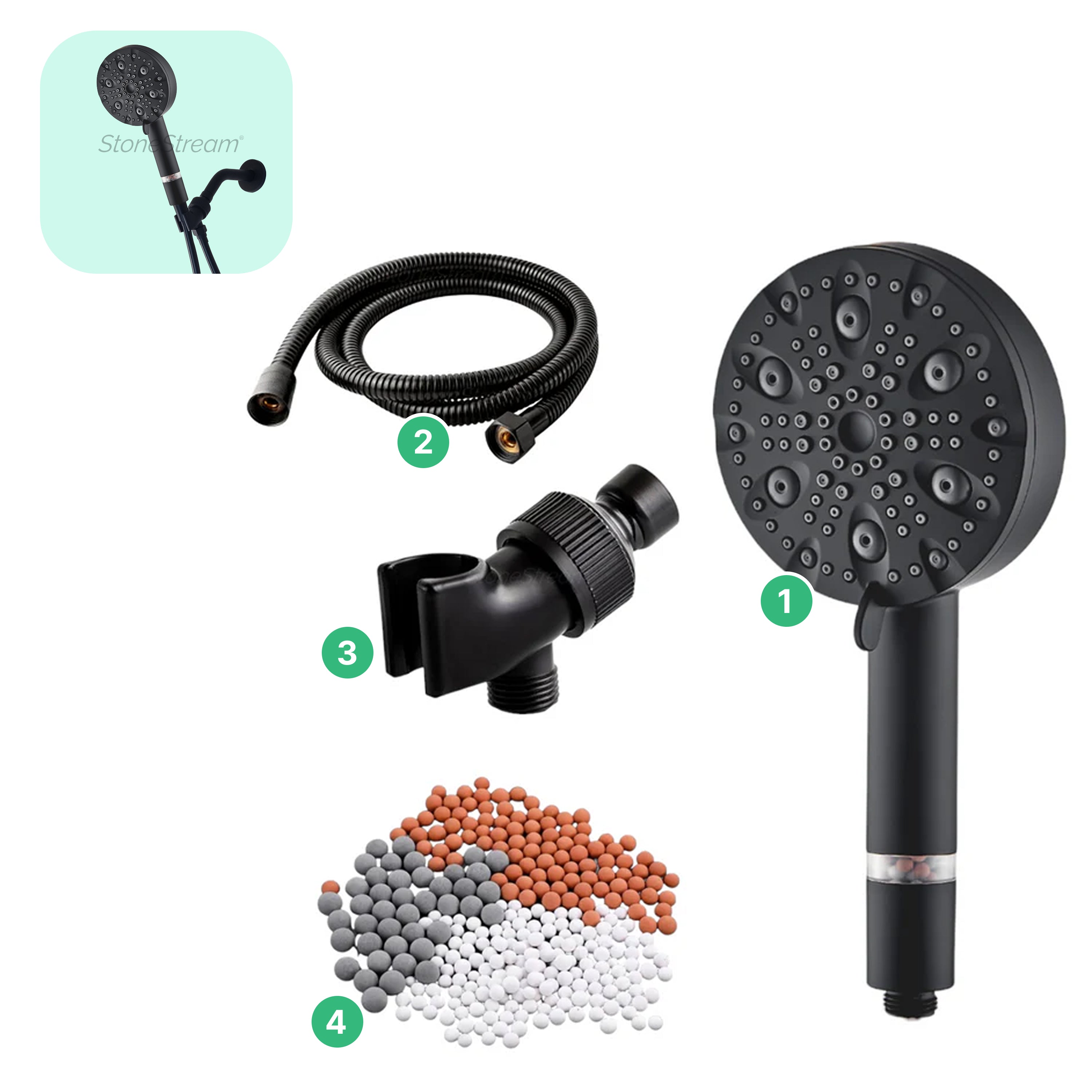 Ecolux 9 Mode High Pressure Shower Head (Filtered)