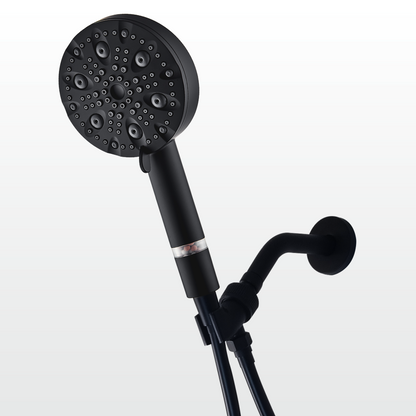 EcoLux 9-mode Black Stainless Steel Shower Head + Wall Adapter Kit