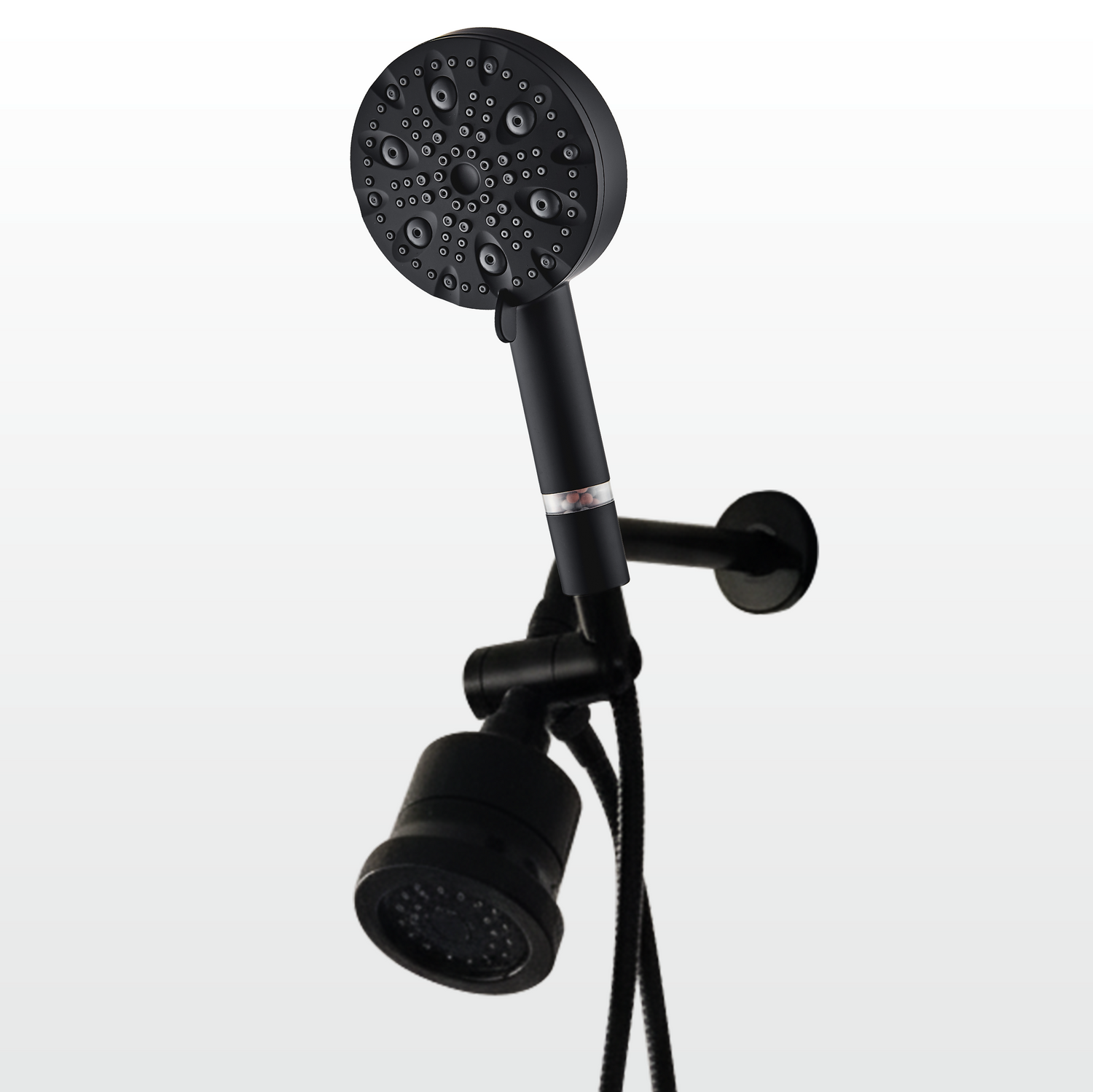 9-Mode Luxury Handheld &amp; Wall Combo Shower Head with Filtration Kit - Black