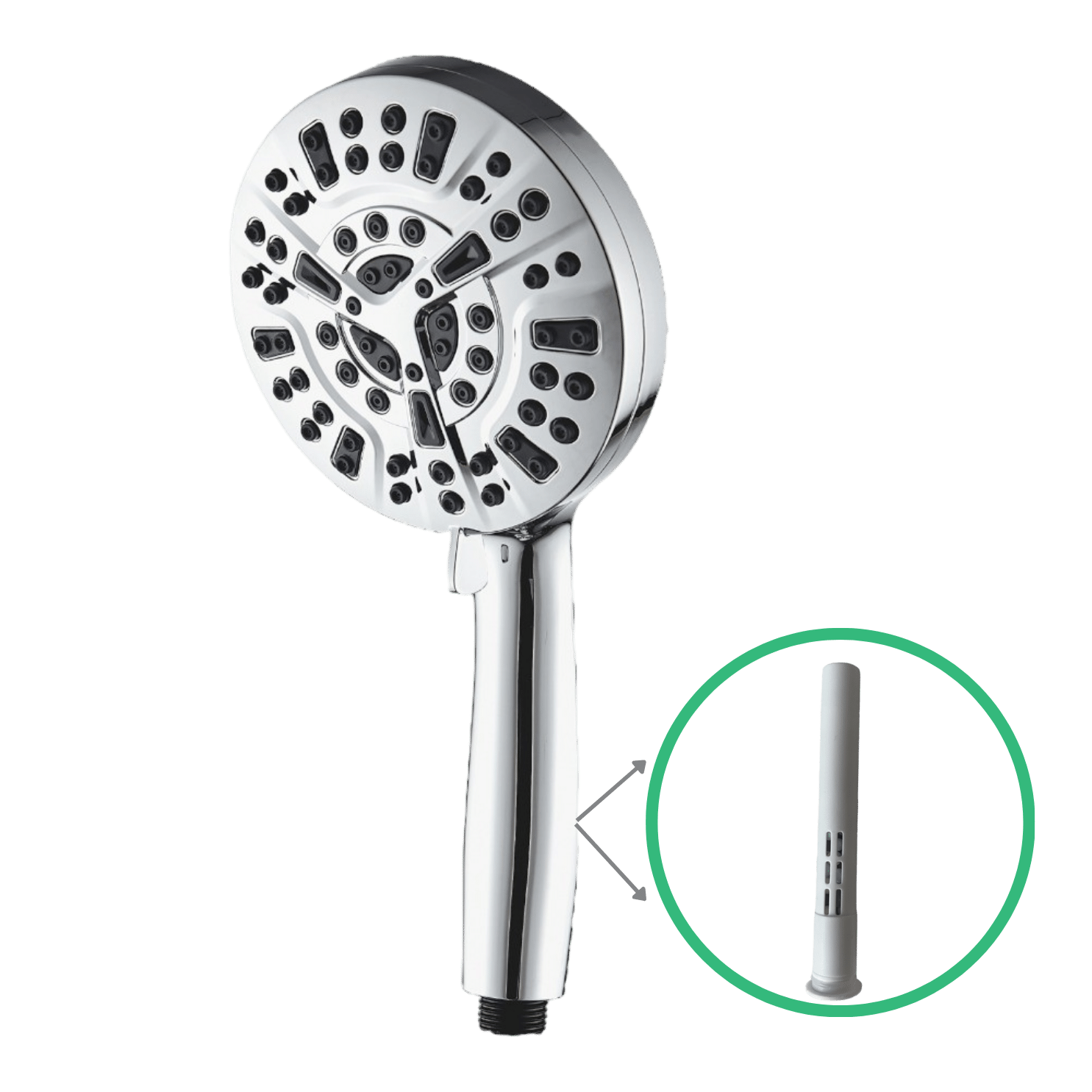 EcoLux 10 mode High Pressure Shower head with Wall Adapter Kit