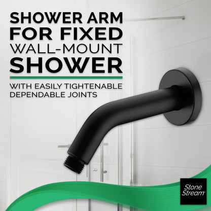 Shower Head  Arm for Wall-Mount Shower - Matte Black - 1/2 inch thread