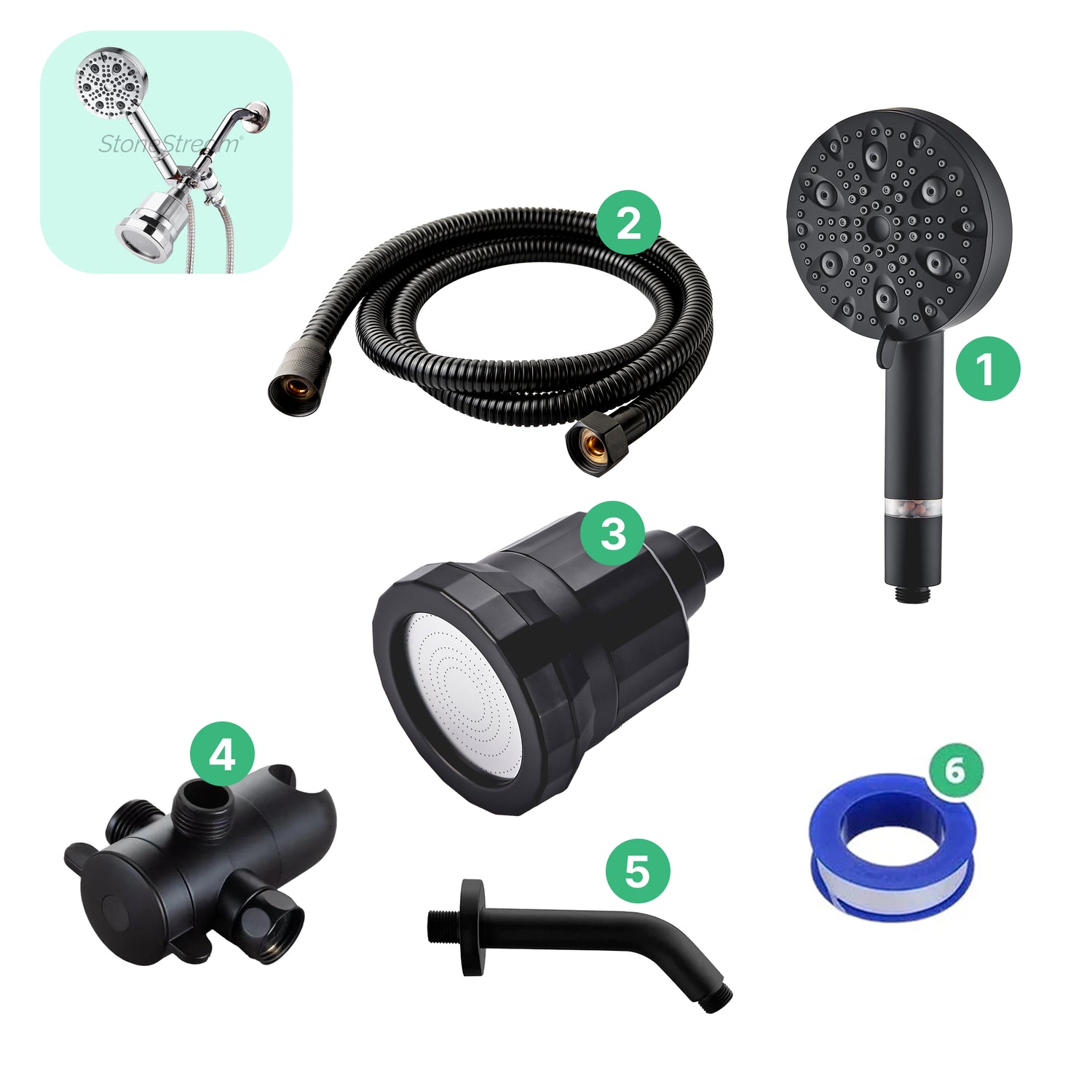 9-Mode Luxury Handheld &amp; Wall Combo Shower Head with Filtration Kit