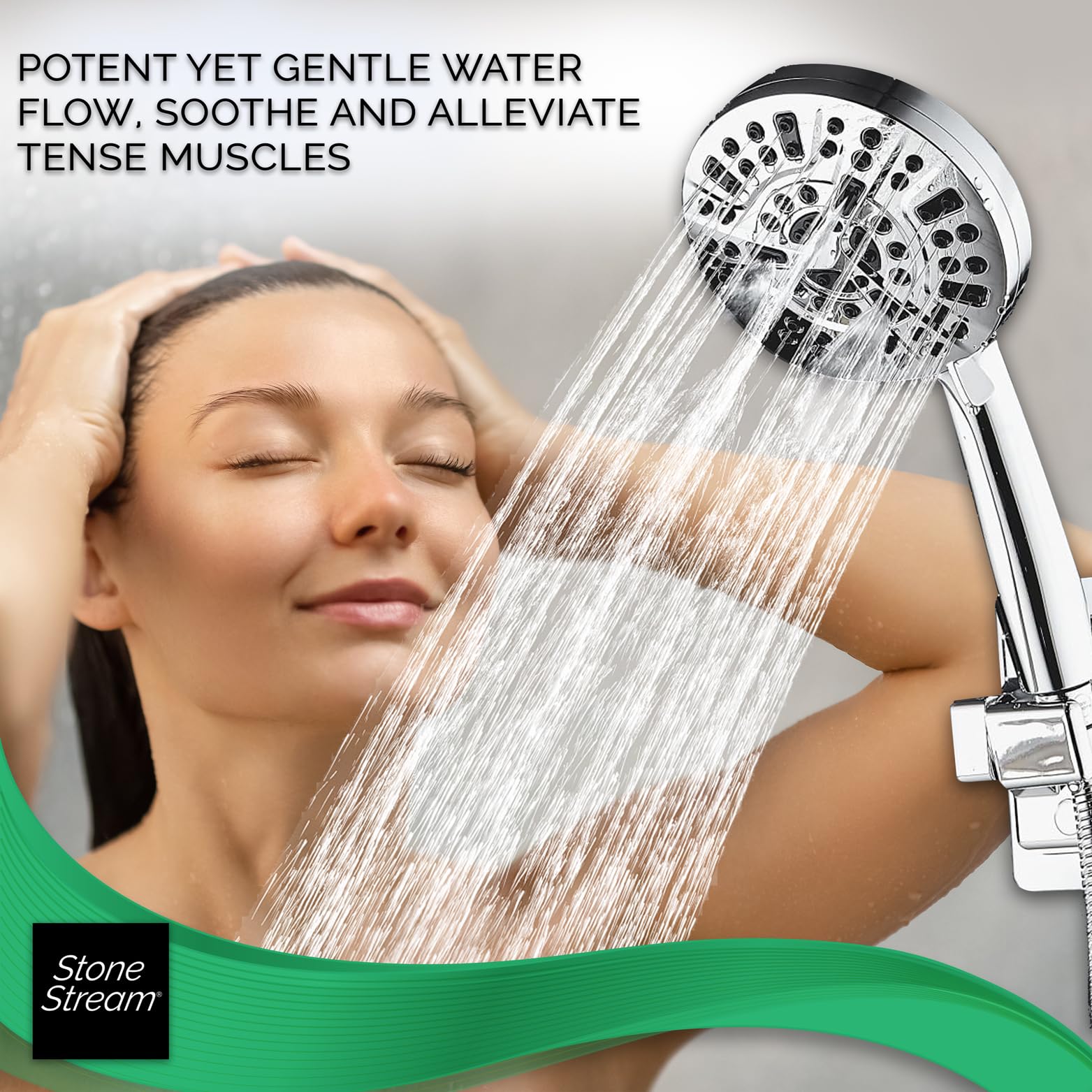 EcoLux 10 mode High Pressure Shower head with Wall Adapter Kit