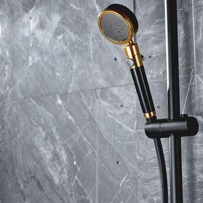 Luxurious Black and Gold Shower Head, High-Pressure Water