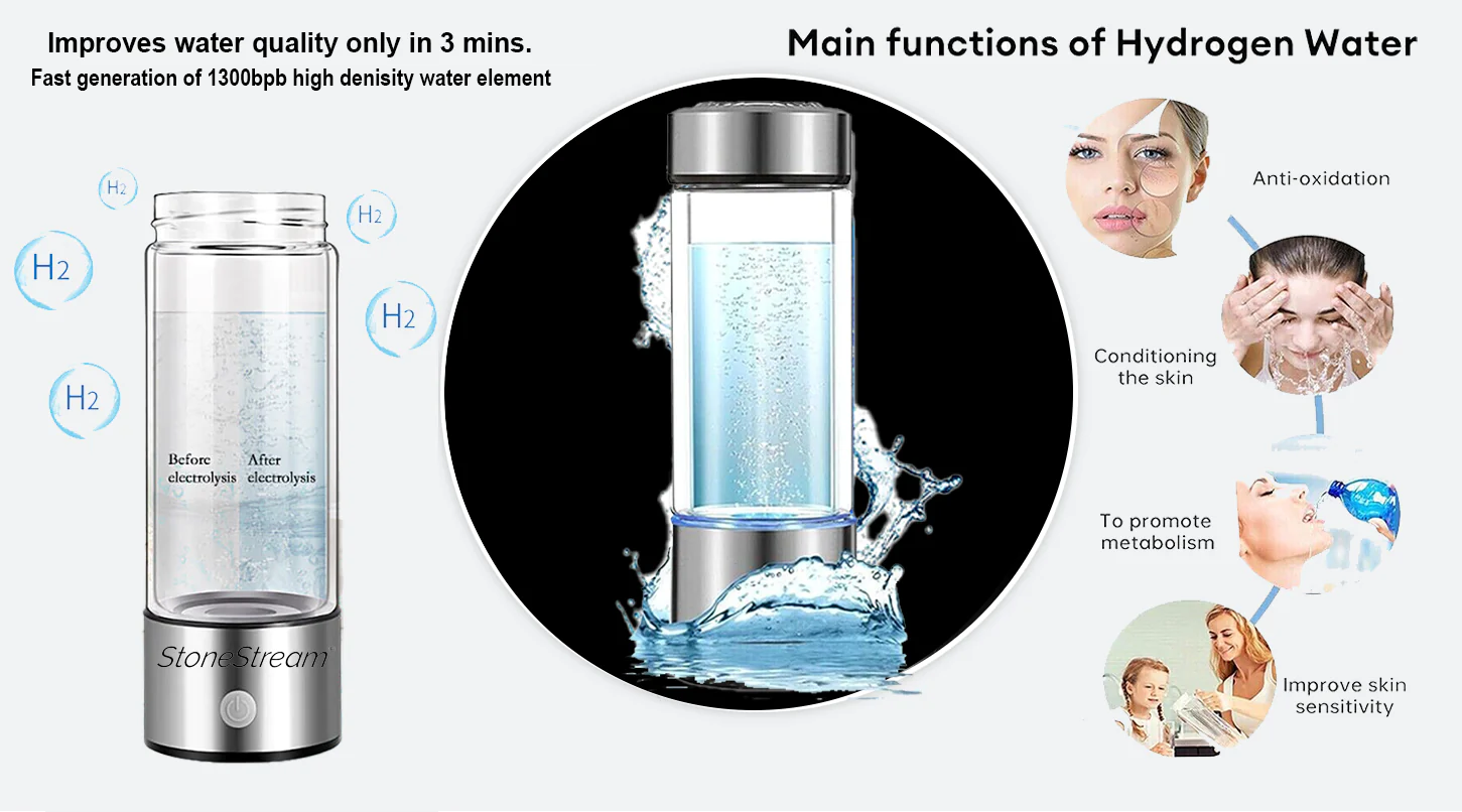 Ultimate Hydrogen Water Bottle 420ml (14.2 oz) StoneStream