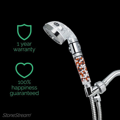 Eco-friendly stone filtered high-pressure shower head
