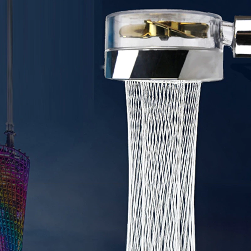 High-pressure rotating showerhead with water-saving feature