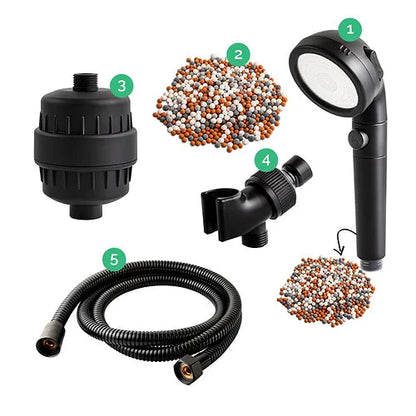 Eco-friendly Black Shower Head and Water Filter Combo