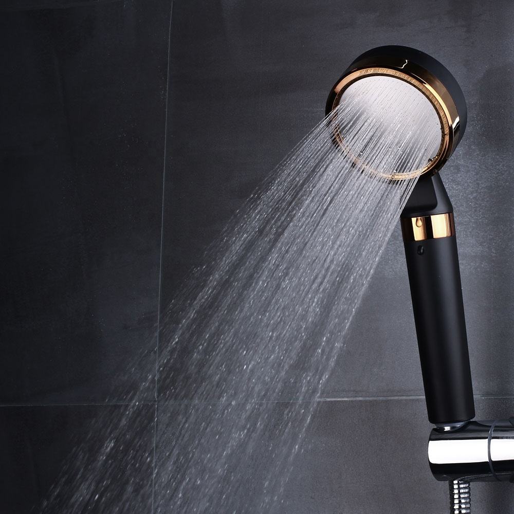 Vitamin C Infused Black and Gold Showerhead for Skin Health